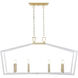 Lizabeth 8 Light 42.25 inch Matte White/Modern Gold Linear Chandelier Ceiling Light